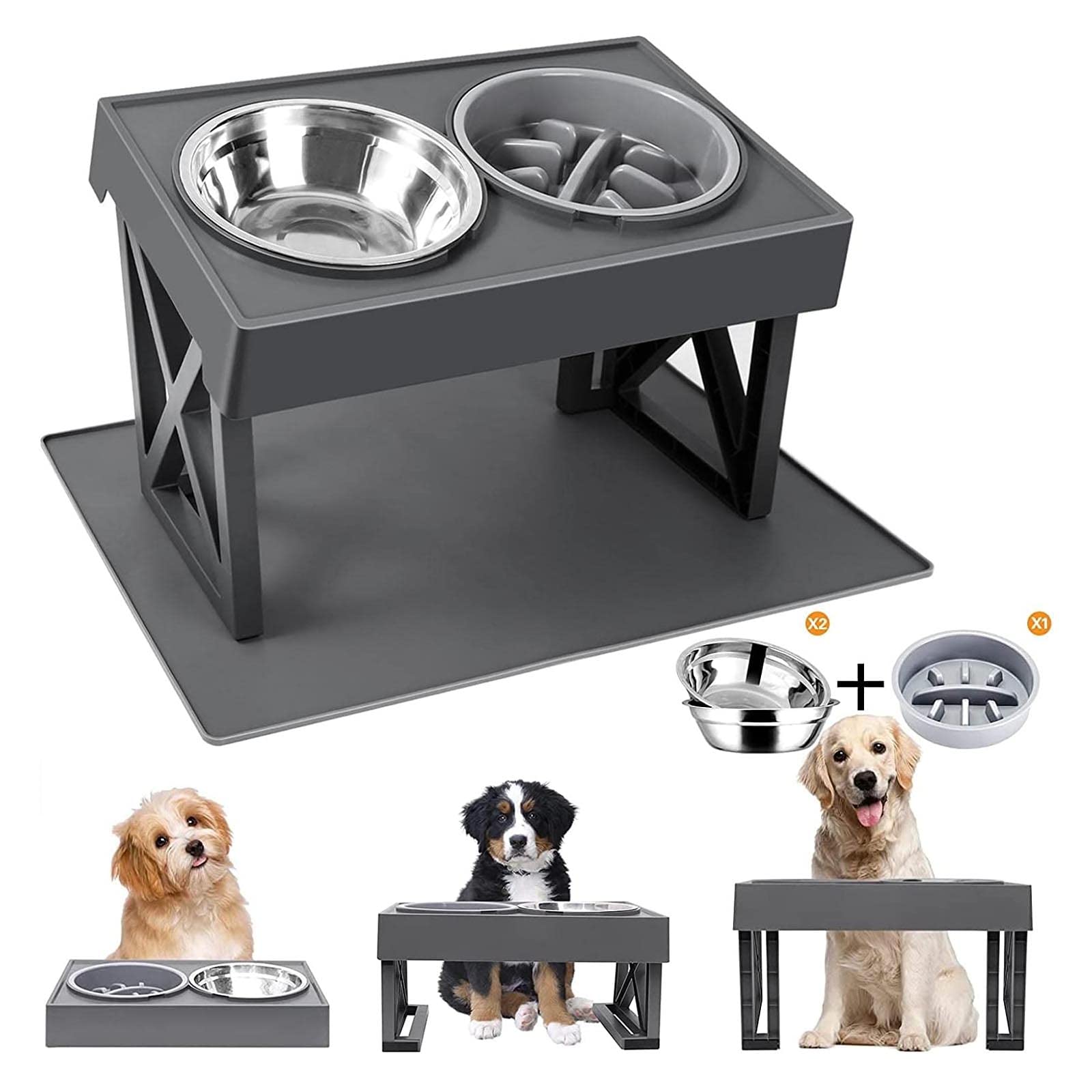 Elevated Dog Bowl Stand with Slow Feeder